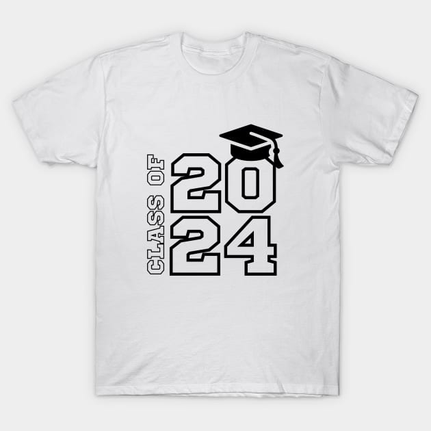 Funny Sayings Class Of 2024 Text Art Black Cool T-Shirt by Jaman Store